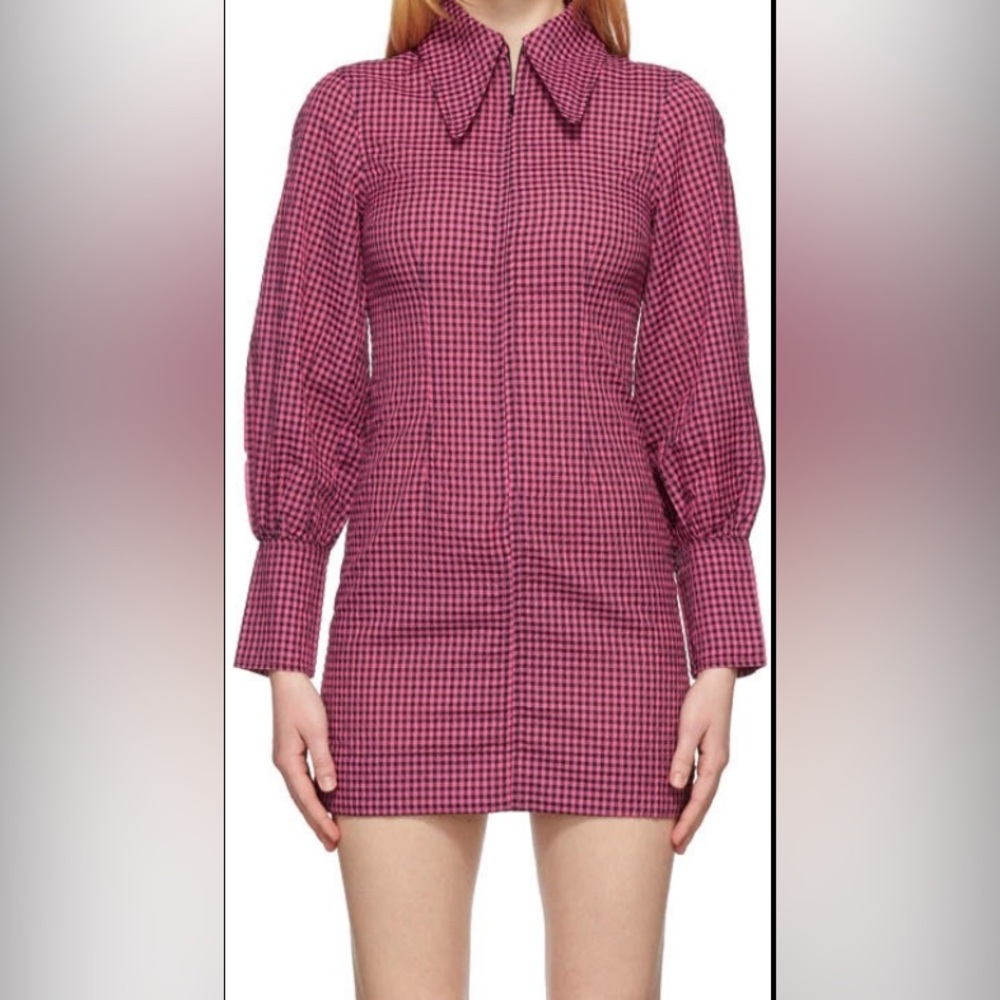 Ganni Pink Checkered Mini Dress